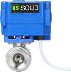 U.S. Solid Motorized Ball Valve- 1/2" NSF Certified 304SS Ball Valve with Full Port, 9-24V AC/DC and 2 Wire Auto Return Setup by USSolid
