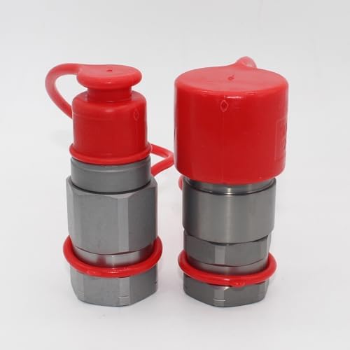 FFH 3/4'' SAE-12 Skid Steer Bobcat Flat Face Hydraulic Quick Connect Couplers Hydraulic Disconnect w/Dust Caps - Image 3