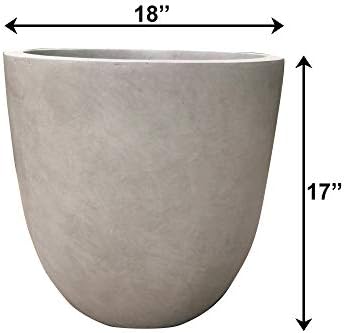 Kante Large 18" Round Concrete Planter, Modern Bowl Plant Pot for Home - Image 3