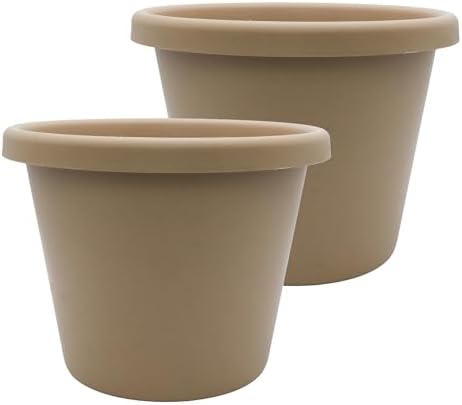 The HC Companies Classic Round Planter Pot, 11.5 Inch, Sandstone, 2-Pack by TheHCCompanies
