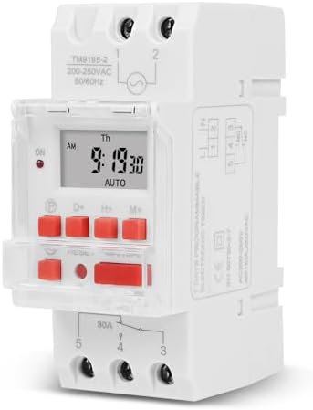 TM919B 30A 7 Days Programmable Timer Switch, Heavy-Duty Digital Weekly Timer with LCD, 16 ON/Off Settings, 35mm DIN Rail Mount, 5000W for Lighting, Water Heater, AC & Industrial Equipment (110V) - Image 6