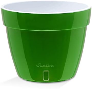 Santino ASTI 11.8 Inch Self Watering Planters Green-Gold/White (Set of 3) for Indoor Plants - Premium Quality Modern Plastic w/Water Level Indicator for All House Plants, African Violets and Dahlias - Image 2