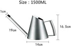 Stainless steel watering can gardening potted small watering can use handle is very suitable for watering plants shower garden silver- 1500ml - Image 3
