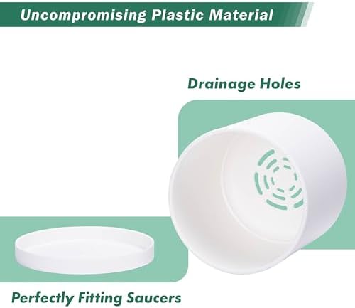 D'vine Dev 4-Pack White Plastic Planters with Saucers, 6.5 in, 74-Z-L-2 - Image 4