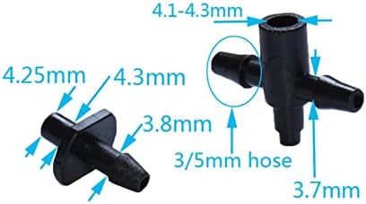 Spray Water Connection Dripper Tee Water Divider Drip Irrigation 3-Way Connector Drip Arrow Adapter 3/8 Barb Connector 50 Pieces (Color : BLACK) - Image 2