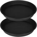 2 Pack of 20 21 inch Plant Saucer Round, Deep Plant Saucers for Pots, Heavy Duty Plastic Plant Drip Tray for Indoors Outdoor, Bird Bath Bowls, Plant Trays for Planter 19-22" (21 inch, Black) by Bleuhome