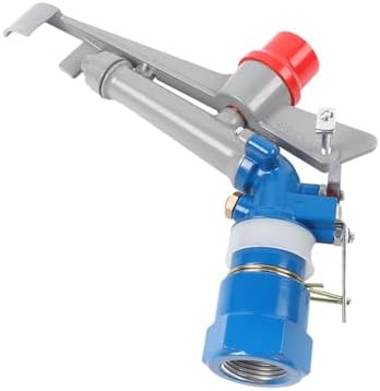 1’’ Agriculture Farm Irrigation Sprinkler, 360° Adjustable Impact Area, Reinforced Lawn Sprinkler Irrigation Spray Gun,Copper Core, Painted Cast Steel, Silver, Blue - Image 5