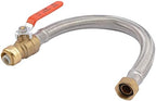 SharkBite 3/4 Inch Ball Valve x 3/4 Inch FIP x 18 Inch Stainless Steel Flexible Water Heater Connector, Push to Connect Brass Plumbing Fitting, PEX Pipe, Copper, CPVC, PE-RT, HDPE, U3088FLEX18BVLF by SharkBite