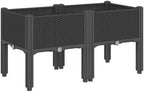 Black Garden Planter Box with Legs 31.5x15.7x16.5 Inch PP by Unknown