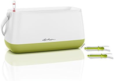 Lechuza 13871 Yula Plant Bag Self-Watering Garden Planter for Indoor and Outdoor Use, White/Pistachio by LECHUZA