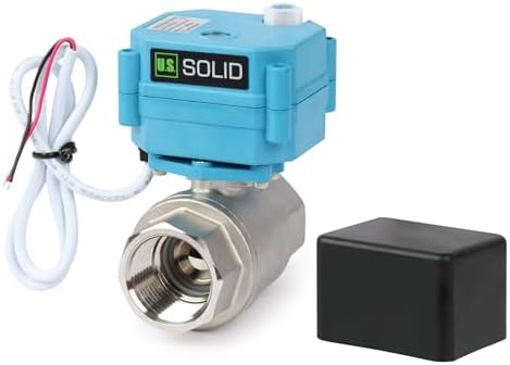 U.S. Solid Motorized Ball Valve - IP67 3/4inch Stainless Steel Ball Valve 9-24V with Waterproof Cover, Full Port, Manual Function, 2 Wire Auto Return, NPT, Normally Open by USSolid