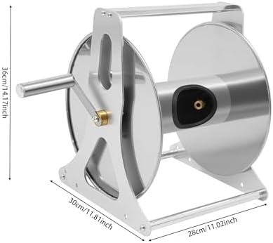 Stainless Steel Garden Hose Reel, Heavy Duty Wall Mount/Floor Stand, Water Hose Storage Rack, Holds 164ft 1/2 Inch Hose, with Crank Handle & Brass Connector for Outdoor Yard Lawn Garden - Image 5