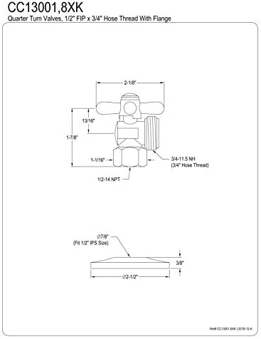 Kingston CC13008XK Quarter-Turn Angle Shut-Off Valve, Brushed Nickel - Image 2