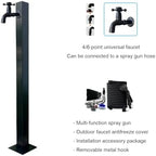 Floor Mounted Faucet Outdoor Water Pipe Vertical Fountain Irrigation Column,Frost Free Outdoor Faucet with Garden Hose Extender, Freestanding Stainless Steel Spigot & Removable Hose Reel Sta - Image 2
