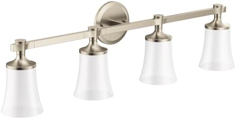 Moen YB0364BN Flara 4-Light Dual-Mount Bath Bathroom Vanity Light Fixture with Frosted Glass, Brushed Nickel by Unknown