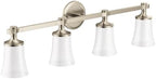 Moen YB0364BN Flara 4-Light Dual-Mount Bath Bathroom Vanity Light Fixture with Frosted Glass, Brushed Nickel by Unknown