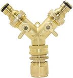 Plumbing Fittings Ball Valve Hose Connectors Brass Female 3/4" to 2-Way Tap 5/8" Nipple Water Splitter Male Y Garden Quick Connector Irrigation 1pcs (Color : Style(Style D) by Unknown