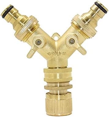 Plumbing Fittings Ball Valve Hose Connectors Brass Female 3/4" to 2-Way Tap 5/8" Nipple Water Splitter Male Y Garden Quick Connector Irrigation 1pcs (Color : Style(Style D) by Unknown