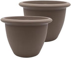 The HC Companies Sevilla Flower Planters - Outdoor & Indoor Planter - Round Self Watering Plant Pots for Herbs & More (16”, Cappuccino, Pack of 2) by TheHCCompanies