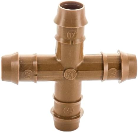 Netafim 17mm Techline Insert Cross - Drip Irrigation Barbed Cross Connector (100 PCS) | Compatible with 1/2" Drip Line Tubing | Easy Install | Precision Garden Watering (32500-006340) by Netafim