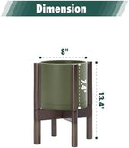 D'vine Dev Plastic Pot with Walnut Wood Stand, Olive, 8 in, 55-C-I-3 - Image 3