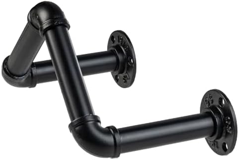 MyGift Black Metal Pipe Garden Hose Holder, Wall Mounted Hose Rack - Image 6