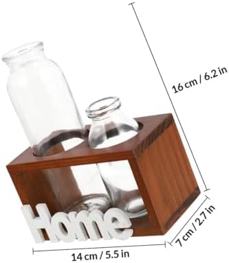 Simple Hydroponics Glass Planter with Wooden Bracket for Flowers - Image 2