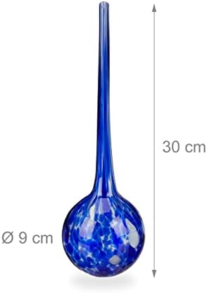 Relaxdays Watering Globes, Regulated Plant Irrigation for Office & Holiday, Glass, Ø9 cm, Blue, Set of 2 - Image 4