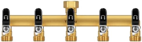 5-Way Garden Hose Splitter, Heavy-Duty Brass, 3/4" GHT, Black by Yayamz