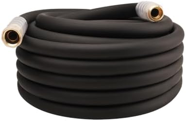 Heavy Duty Premium Garden Hose 50ft x 3/4", 300PSI Working, 1000PSI Burst, Hybrid Rubber Water Hose with Transparent Swivel Handle - Hot/Cold Water - Five Layered Braiding with Brass fittings (Black) by Unknown