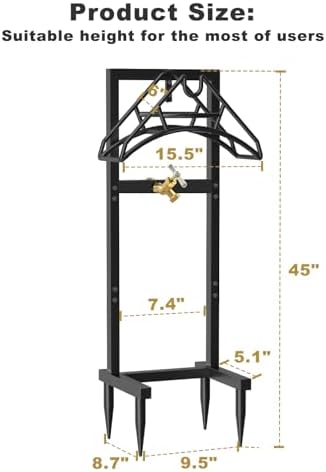 Artigarden Outdoor Garden Hose Holder Freestanding with Brass Faucet And 4 Spikes, Heavy Duty Metal Water Hose Reel Stand Hanger Rack Organizer Holds Storage 150ft Hose for Outside Yard Lawn, Black - Image 2