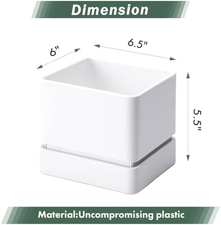 D'vine Dev 4-Pack Plastic Herb Planter Pots, 6 in, White, 76-Y-A4-2 - Image 3
