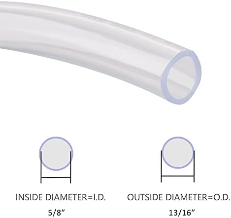 DERNORD PVC Tubing 5/8"ID X 13/16"OD Flexible Clear Vinyl Hose 50 Feet for Food Grade - Image 2