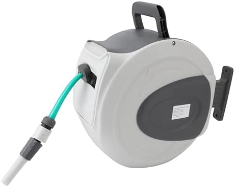 Retractable Garden Hose Reel 65.6ft 1/2inch Hose Any Length Lock Auto Rewind Swivel Bracket Wall Mounted Hose Reel with Nozzle - Image 2