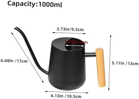 Stainless Steel Watering Can 1000ml Black with Long Spout - Image 2