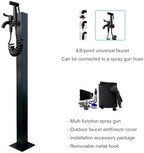 Floor Mounted Faucet Outdoor Water Pipe Vertical Fountain Irrigation Column,Frost-Free Outdoor Faucet with Garden Hose Extender, Stainless Steel Square Spigot, Freestanding Hose Holder & Rem - Image 2