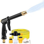Multifunctional Car Wash Tool,Adjustable Hose Nozzle Heavy Duty with 16X Flow Boost,360° Adjustable Water Sprayer for Car Patio and Garden (H2 Long Spray Gun + 3 Connectors + 33FT(10m) Hose) by Unknown