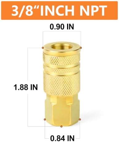 GASHER 12PCS 3/8"FNPT Brass Industrial Coupler,1/4 Flow Quick Connect Air Coupler - Image 2