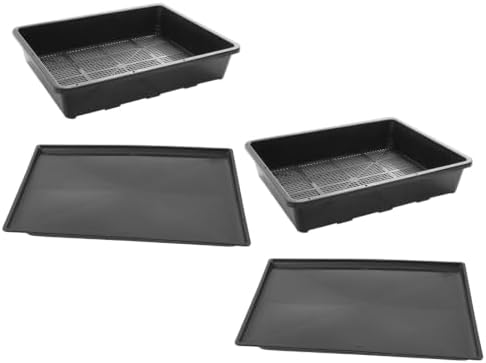 SEWACC 2 Set Seed Starter Tray Thickened Black Plastic with Drainage Holes by SEWACC