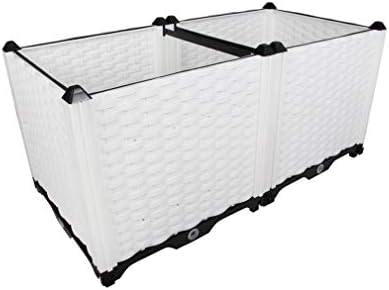 Hershii Garden Raised Bed Kits Rectangular Plastic Deepened Plant Containers Indoor Outdoor Vegetables Herbs Flowers Growing Planter Box - White - 30.7 X 15.35 X 14.96 Inches by FineLivingStartingwithaHome