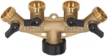 4 Way Water Splitter Brass, Heavy Duty Ball Valve Water Distributor, Rustproof Outdoor Faucet Adapter and Multi Port Garden Hose Manifold for Irrigation Car Wash - Image 4