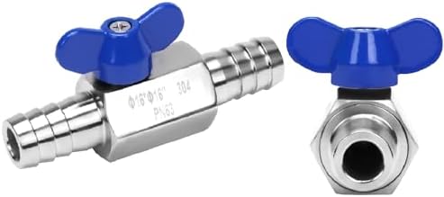 DERNORD 5/8" Hose Barb Ball Valve SS304 Mini Shut Off Ball Valve for Water Gas Fuel Drip Irrigation and Aquariums (Pack of 2) by DERNORD