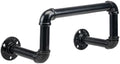 MyGift Wall Mounted Black Metal Garden Hose Holder with Pipe Design by MyGiftHome