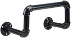 MyGift Wall Mounted Black Metal Garden Hose Holder with Pipe Design by MyGiftHome