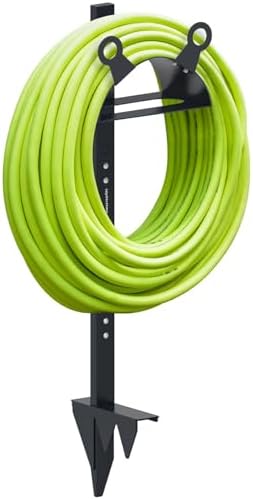 Garden Hose Holder Stand for Outside with Tool Organizer Heavy Duty Thickened Carbon Steel (Deep Grey, Without Faucet) by idyllictime