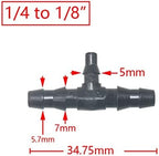 Spray Water Connection 500 Pieces Of 3/5 Mm 4/7 Mm Garden Hose Tee Connector 1/8 1/4 Inch Tee Barb Water Connector Reducer Water Divider For Drip Irrigation System (Color : White) - Image 6
