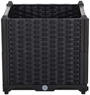 Hershii Square Deepened Garden Raised Bed Kits Plastic Plant Containers Indoor Outdoor Vegetables Herbs Flowers Growing Planter Box - Black - 15.35 X 15.35 X 14.96 Inches - Image 2