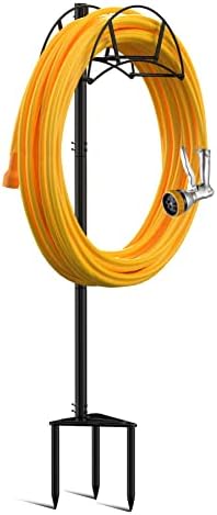 Suchek Metal Garden Hose Holder Stake, Freestanding, Heavy Duty Water Hose Stand, In Ground Hose Rack Organizer for Outside Yard (Black) - Image 4