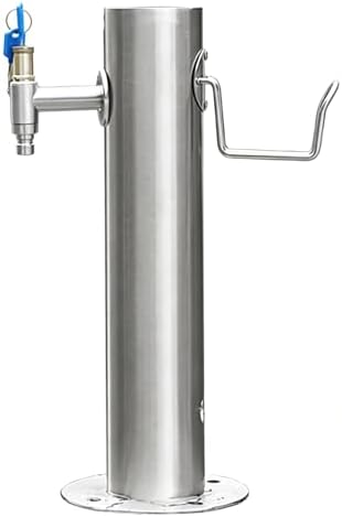 Freestanding Water Hydrant Heavy-Duty Cylindrical Garden Water Column Stainless Steel Outdoor Faucet Post Water Tap with Hose Holder(50x20.5cm) by PZEOB
