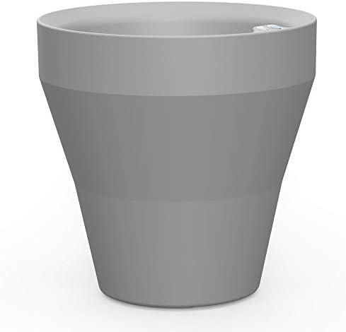 Crescent Garden TruDrop Rim Modern Self Watering Planter with Water Level Indicator, Indoor/Outdoor Weather-Safe Round Plant Pot, Grow Healthy Plants & Flowers - 18" W (Ash) by CrescentGarden
